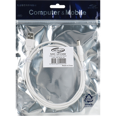강원전자 넷메이트 NMC-UP218W USB 전원 케이블 1m (5.5x2.1mm/18W/화이트)