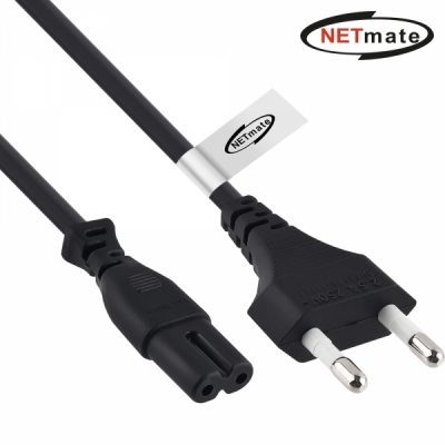 강원전자 넷메이트 220V 전용 2구(8자) AC 파워 케이블 1.3m(블랙) NMP-KPC813
