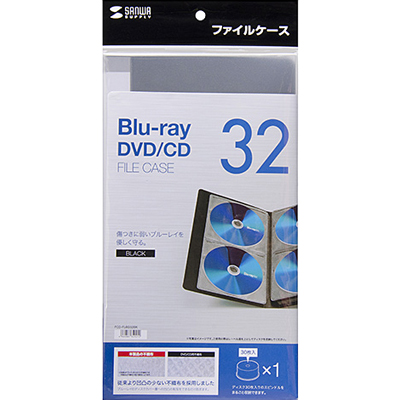 강원전자 산와서플라이 블루레이 지원 파일형 CD/DVD 케이스 (32매/블랙) FCD-FLBD32BK