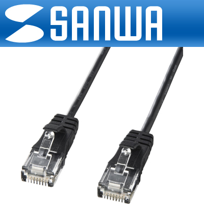 강원전자 산와서플라이 CAT.6 UTP다이렉트 초슬림 케이블 5m KB-SL6-05BK