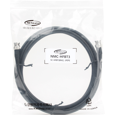 강원전자 넷메이트 5C-HFBT BNC-BNC 동축 케이블(동복강선/4합/75ohm) 3m NMC-HFBT3