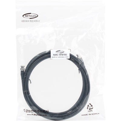 강원전자 넷메이트 5C-HFBT BNC-BNC 광대역 동축 케이블(연동선/4합/75ohm) 5m NMC-HFBTB5
