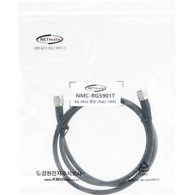 강원전자 넷메이트 RG-59 TNC-TNC 고주파 동축 케이블(주석도금 연동선/6합/75ohm) 1m NMC-RG5901T