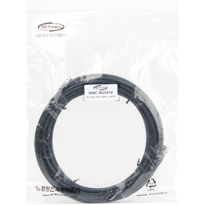 강원전자 넷메이트 RG-59 BNC-BNC 고주파 동축 케이블(주석도금 연동선/6합/75ohm) 10m NMC-RG5910