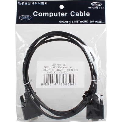 강원전자 넷메이트 9핀 NULL MODEM 케이블 1.8m (블랙) NMC-SFF18B
