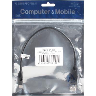 강원전자 넷메이트 NMC-UMB03 USB2.0 마이크로 5핀(Micro B) 케이블 0.3m (블랙)