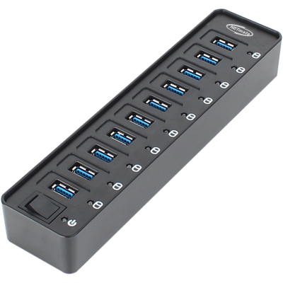 강원전자 넷메이트 USB3.0 10포트 유전원 허브(12V3A 전원 아답터 포함) NMU-HY10