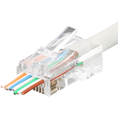 강원전자 플러그마스터 P8-007-47 UTP CAT.5E RJ-45 8P8C EZ 플러그(클리어) - Three Prongs 핀(100개)