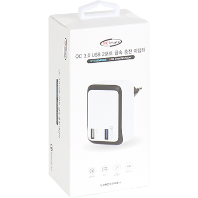 강원전자 넷메이트 KYT050400BB QC3.0 USB 2포트 급속 충전 아답터(12V 4A)