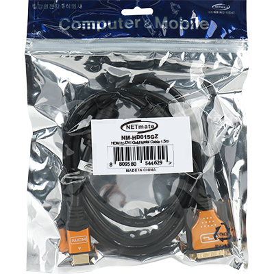 강원전자 넷메이트 HDMI to DVI Gold Metal 케이블 1.5m NM-HD015GZ
