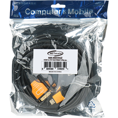 강원전자 넷메이트 HDMI to DVI Gold Metal 케이블 5m NM-HD05GZ