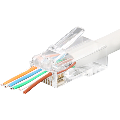 강원전자 플러그마스터 P8-007-48 UTP CAT.6 RJ-45 8P8C EZ 플러그(클리어) - Three Prongs 핀(낱개)