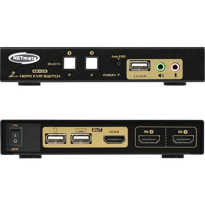 강원전자 넷메이트 4K 지원 HDMI KVM 2:1 스위치(USB/케이블 포함) NM-HKD02C