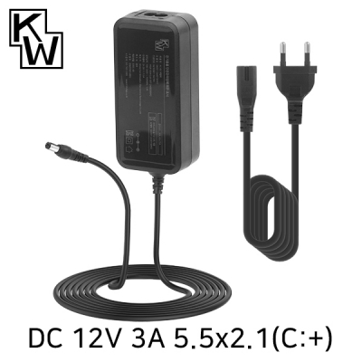 강원전자 KW KW-A1230A(SK05T-1200300W2) 12V 3A SMPS 아답터(5.5x2.1mm/C:+)