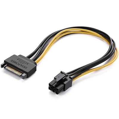 유그린 U-10635 SATA 파워 15핀 to PCI-E 6핀 전원 케이블