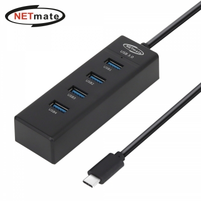 강원전자 넷메이트 USB3.0 Type C 4포트 허브 (블랙) NM-UBC303