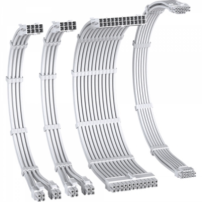 강원전자 넷메이트 NM-DPI2131 PSU 연장 16AWG 슬리빙 케이블 세트 (올화이트 4종) [EZDIY-FAB]