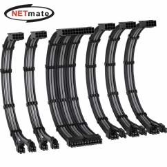 강원전자 넷메이트 PSU 연장 16AWG 슬리빙 케이블 세트 (블랙/그레이 6종) [EZDIY-FAB] NM-DPI2284