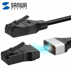 강원전자 산와서플라이 CAT.6A 슬림 마그네틱 랜 케이블 3m (블랙) KB-SL6ABA-03BK