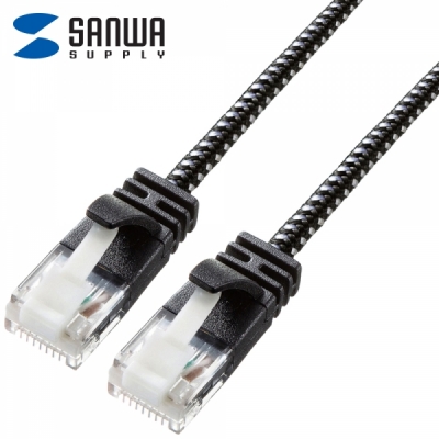 강원전자 산와서플라이 CAT.6A UTP 슬림 랜 케이블 0.5m (블랙&화이트) KB-T6AME-005BKW
