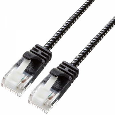 강원전자 산와서플라이 CAT.6A UTP 슬림 랜 케이블 0.5m (블랙&화이트) KB-T6AME-005BKW