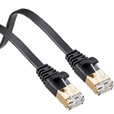 강원전자 산와서플라이 CAT.7 STP FLAT 랜 케이블 0.5m (블랙) KB-FLU7-005BK