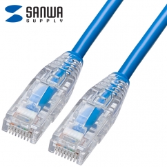 강원전자 산와서플라이 CAT.6A UTP Slim 랜 케이블 2m (블루) KB-SL6AYS-02BL