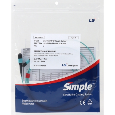 LS전선 OM3 8C MPO 광점퍼코드 2m LS-MTC-FF-M3-08ZB-002