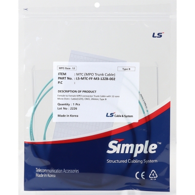 LS전선 OM3 12C MPO 광점퍼코드 2m LS-MTC-FF-M3-12ZB-002