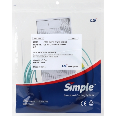 LS전선 OM4 8C MPO 광점퍼코드 5m LS-MTC-FF-M4-08ZB-005