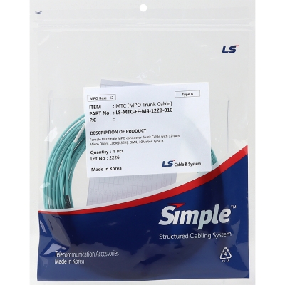 LS전선 OM4 12C MPO 광점퍼코드 10m LS-MTC-FF-M4-12ZB-010