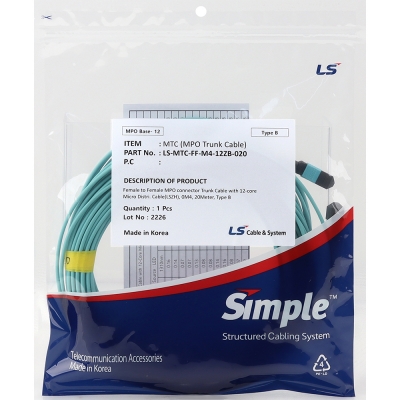 LS전선 OM4 12C MPO 광점퍼코드 20m LS-MTC-FF-M4-12ZB-020