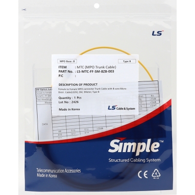 LS전선 SM 8C MPO 광점퍼코드 3m LS-MTC-FF-SM-08ZB-003