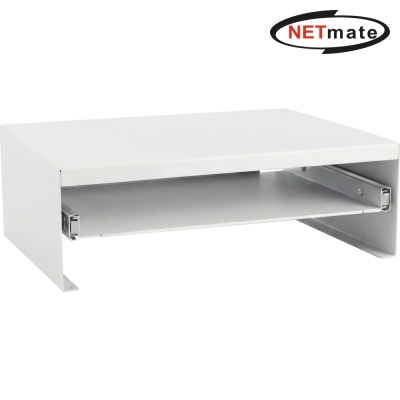 강원전자 넷메이트 다용도 2단 슬라이딩 메탈 받침대, 400x260x125mm 화이트 NM-AM400WB