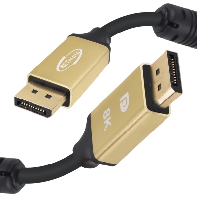 강원전자 넷메이트 VESA 공식 인증 DisplayPort 2.1 DP54 Gold Metal 케이블 1.5m NM-DPM015G