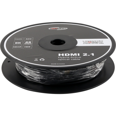 강원전자 넷메이트 HDMI2.1 Hybrid AOC 배관용 케이블 50m (골드) NM-HAP50DG
