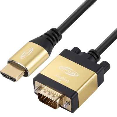 강원전자 넷메이트 HDMI to VGA(RGB) Gold Metal 케이블 0.3m NM-HVM03
