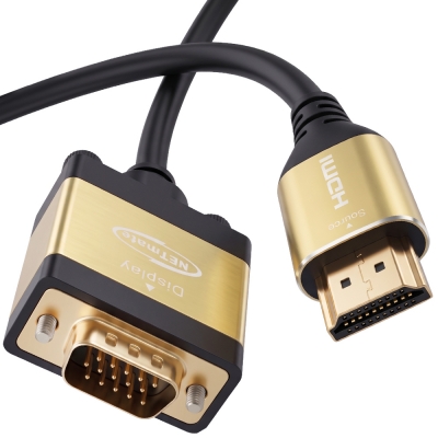 강원전자 넷메이트 HDMI to VGA(RGB) Gold Metal 케이블 0.5m NM-HVM05