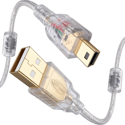 강원전자 넷메이트 프리미엄 USB2.0 AM-Mini 5핀 투명 케이블 0.5m NM-PUM205S