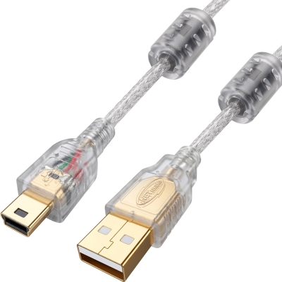 강원전자 넷메이트 프리미엄 USB2.0 AM-Mini 5핀 투명 케이블 1m NM-PUM210S