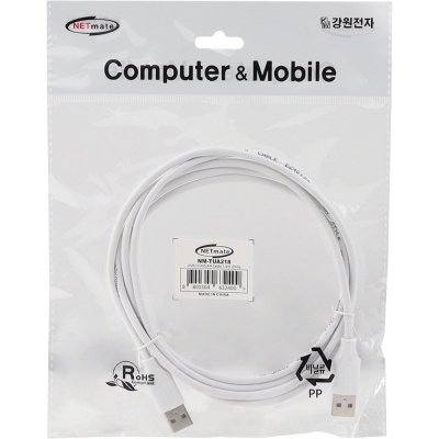 강원전자 넷메이트 USB2.0 AM-AM 케이블 1.8m (화이트) NM-TUA218