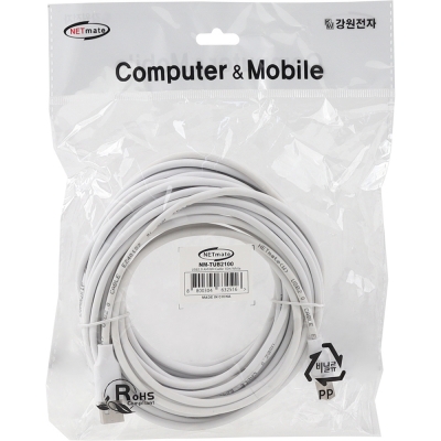 강원전자 넷메이트 USB2.0 AM-BM 케이블 10m (화이트/24AWG) NM-TUB2100