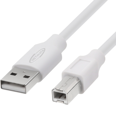 강원전자 넷메이트 USB2.0 AM-BM 케이블 2m (화이트) NM-TUB220