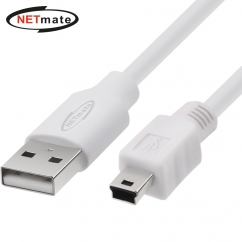 강원전자 넷메이트 USB2.0 AM-Mini 5핀 케이블 1.8m (화이트) NM-TUM218