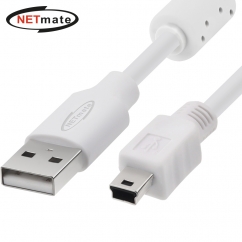 강원전자 넷메이트 USB2.0 AM-Mini 5핀 케이블 3m (화이트/노이즈필터) NM-TUM230