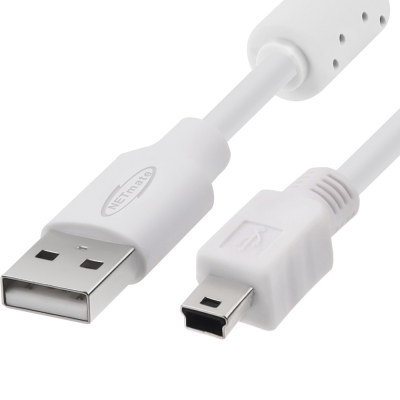 강원전자 넷메이트 USB2.0 AM-Mini 5핀 케이블 5m (화이트/24AWG/노이즈필터) NM-TUM250
