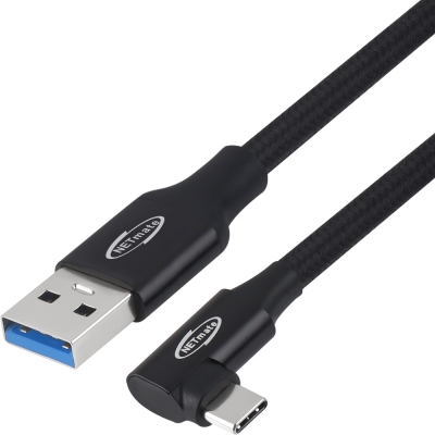 강원전자 넷메이트 USB3.2 Gen2 AM-CM 꺾임 케이블 1m (블랙) NM-UAC301BA