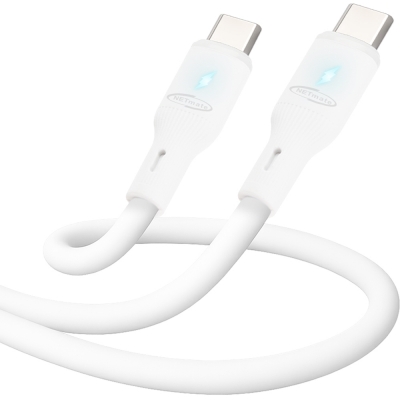 강원전자 넷메이트 USB2.0 C타입 실리콘 LED 케이블 1m (화이트) NM-UCC210LW