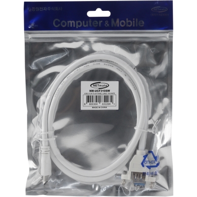 강원전자 넷메이트 USB3.0 연장 CM-AF 판넬형 케이블 1m (화이트) NM-UCF310SW