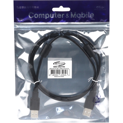 강원전자 넷메이트 USB2.0 AM-AM 케이블 1m (블랙/노이즈필터) NMC-UA210C
